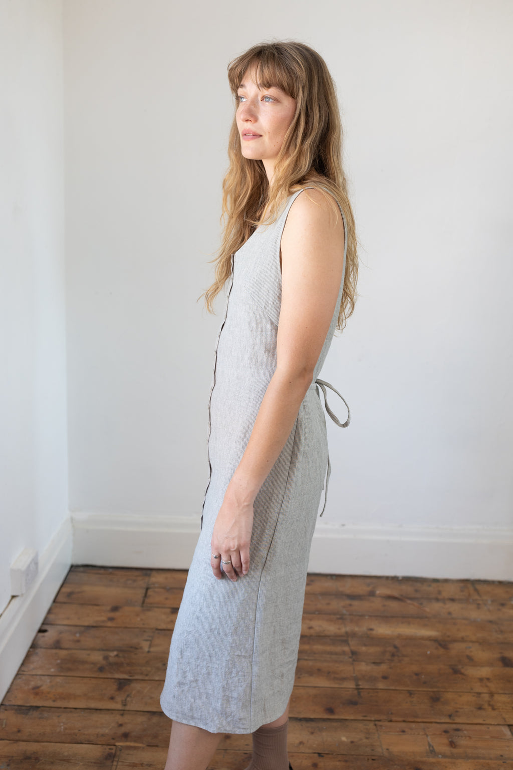 Dress 03 Green Stripe Linen