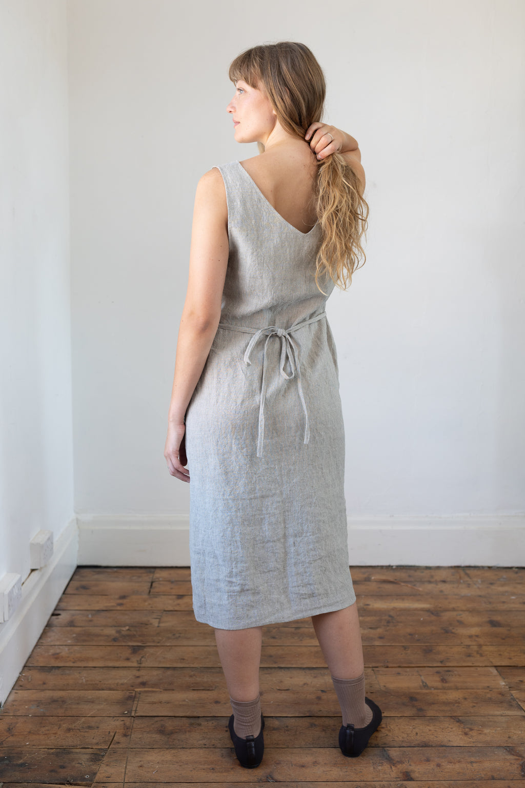 Dress 03 Green Stripe Linen