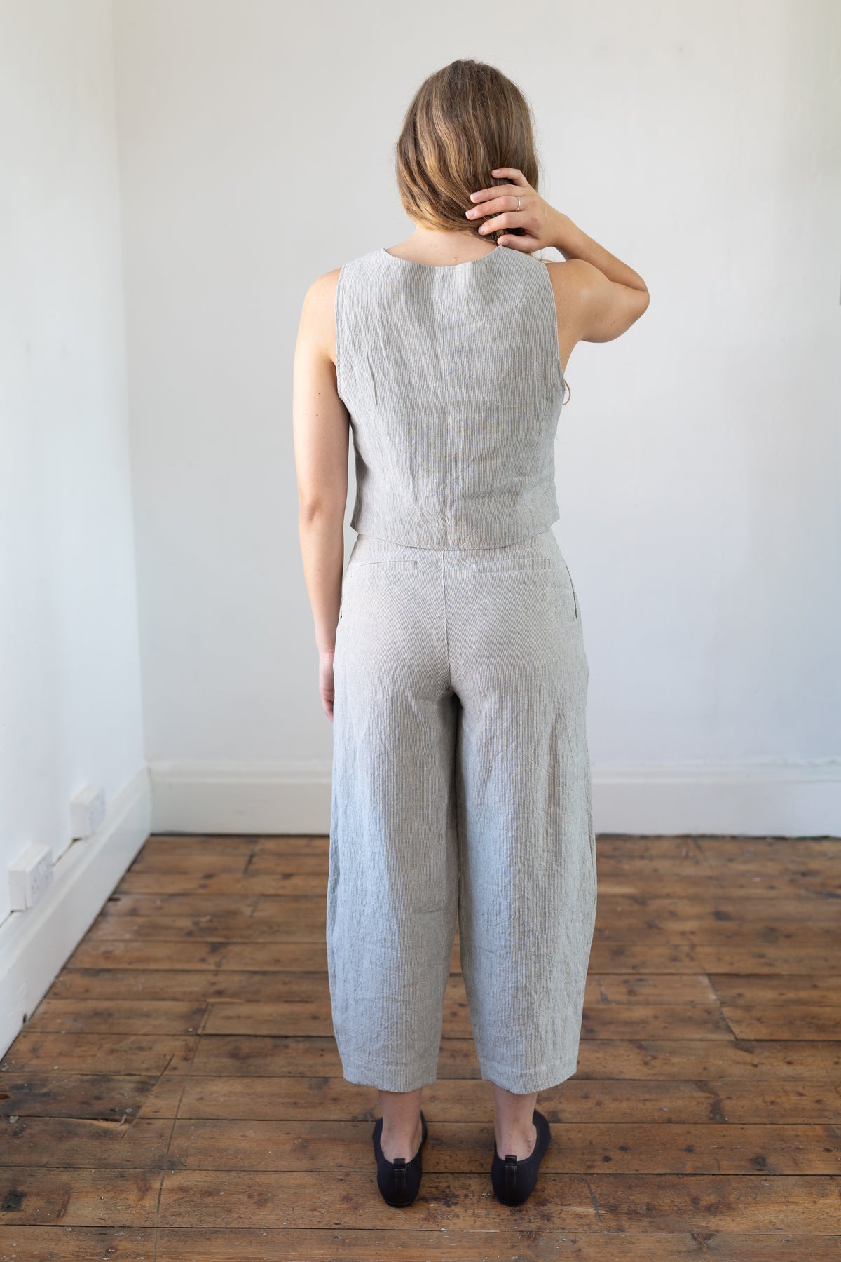 Trouser 02 Green Stripe Linen